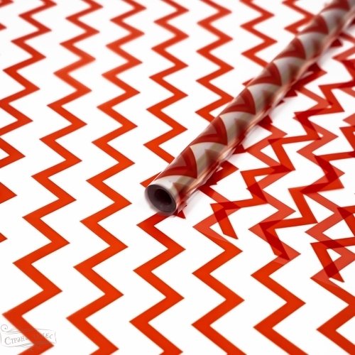 А Пленка прозрачная с рисунком "Зигзаг" Красный 70см 200гр
