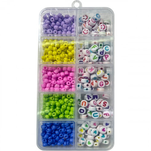 Набор бусин для творчества "deVENTE. DIY" пластиковые, 110 г: круглые ассорти глянцевых цветов и куб