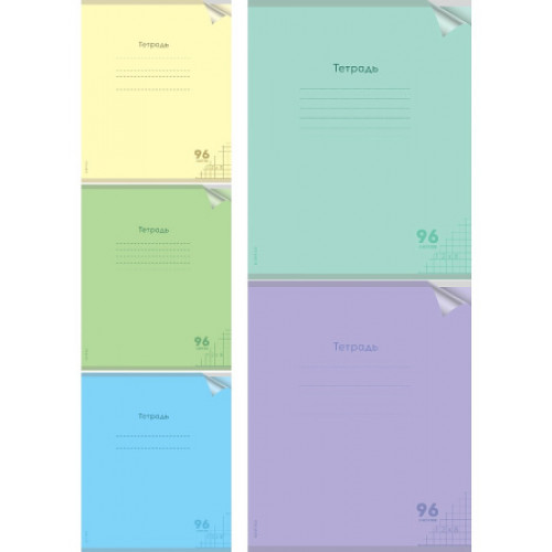 Тетрадь КЛЕТКА 96л. проз.пласт.обл. plastic cover КЛАССИКА NEW (96-1429) ассорти 5 цветов