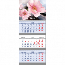 Календарь квартальный на 2026 г Pink flower