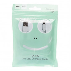 Кабель USB - микро USB HOCO X13 Easy, 1.0м, круглый, 2.4A, силикон, цвет: чёрный (1/36/360)
