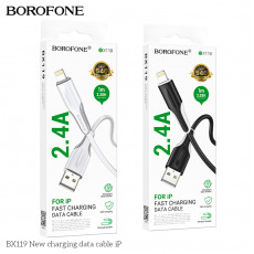 Кабель USB - 8 pin Borofone BX119, 1.0м, круглый, ПВХ, 2.4А, цвет: черный (1/360)