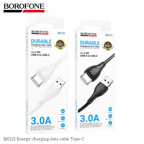 Кабель Type-C - 8 pin Borofone BX121 Energy, 1.0м, круглый, PD27Вт, ПВХ, цвет: белый упакован (1/360)