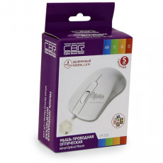 Мышь проводная CBR CM 105 White, оптическая, USB, 1200 dpi, 3 кн., кабель 1,8 м, белый (1/100)