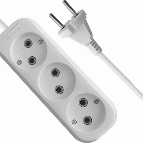 Удлинитель KRONUS 3 гнезда 7 метров 10А/2,2кВт без заземления ПВС 2х1,0 (NG-10-3-7) (1/25)