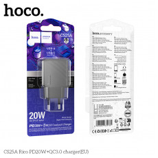 Блок питания сетевой 1 USB, 1 Type-C HOCO CS25A Rico, 3.0A, PD20Вт, цвет: чёрный (1/28/168)