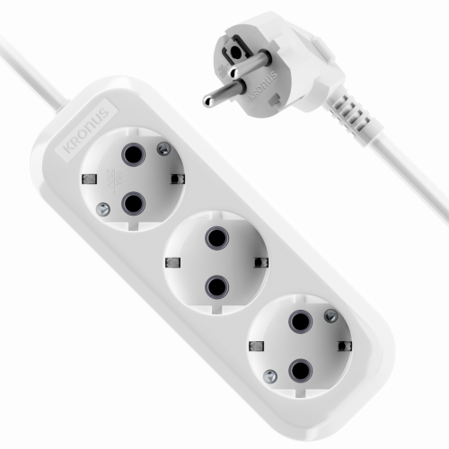 Удлинитель KRONUS 3 гнезда 10 метров 16А/3,5кВт с заземлением ПВС 3х1,0 (G-16-3-10) (1/20)