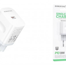 Блок питания сетевой 1 Type-C Borofone BA99A Breeze, пластик, 3.0A, PD20Вт, цвет: белый (1/75/300)