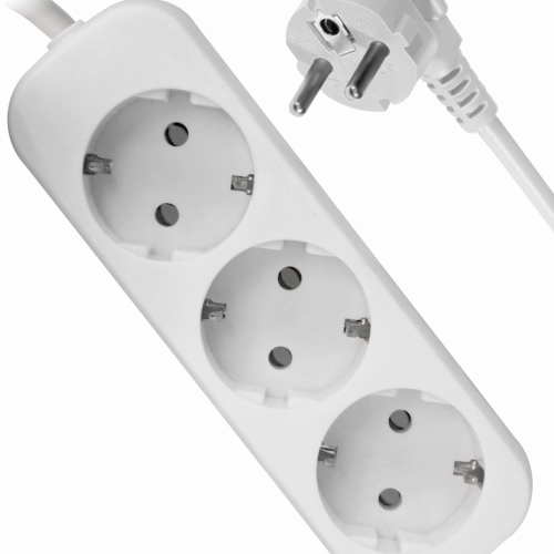 Удлинитель DEFENDER E330, 3 розетки, ПВС 3*1,0 мм2, мощность 2200 Вт, ток 10А, с/з, белый, 3,0 м (1/30)