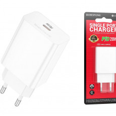 Блок питания сетевой 1 Type-C Borofone BA21A Pro Long, 3000mA, 20Вт, PD/ QC/ FCP/ AFC, цвет: белый (1/48/192)