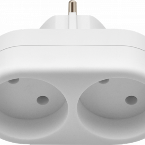 Блок-разветвитель DEFENDER TA-02 на 2 гнезда, без заземления, плоский, 220 - 230 В / 50-60 Гц, 10А, белый (1/80)