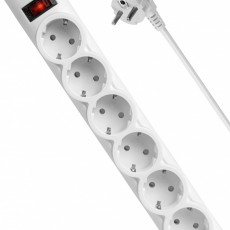 Сетевой фильтр DEFENDER DFS151, 6 розеток, ПВС 3*1,0 мм2, мощность 2200 Вт, ток 10А, белый, 1.8 м (1/30)