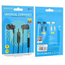 Наушники внутриканальные Borofone BM74 Singer, пластик, микрофон, кнопка ответа, 1.2 м, цвет: белый (1/1000)