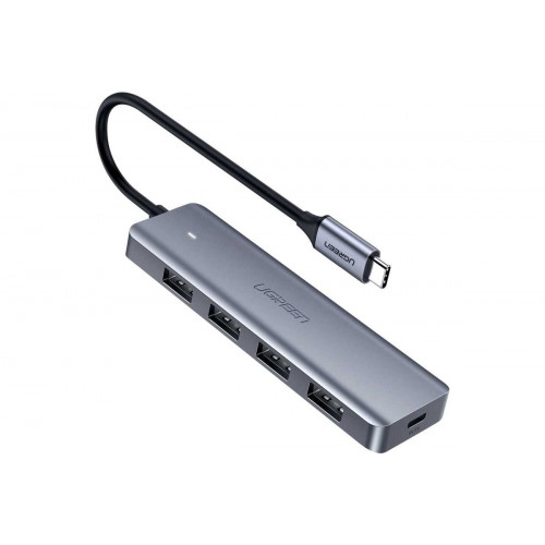 USB-концентратор HOCO HB25, Easy, пластик, 4 гнезда, 3 USB 2.0 выхода, 1 USB 3.0 выход, подсветка, цвет: чёрный (1/18/180)