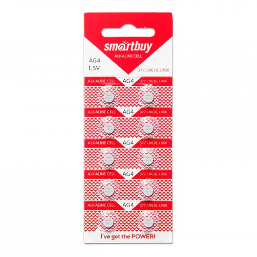 Элемент питания SMARTBUY AG4-10B для часов, щелочная,1 шт.