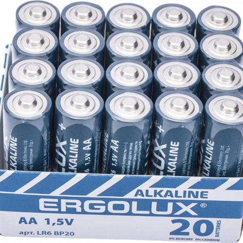 Ergolux LR6 Alkaline BP-20 (ПРОМО, LR6 BP20, батарейка,1.5В)