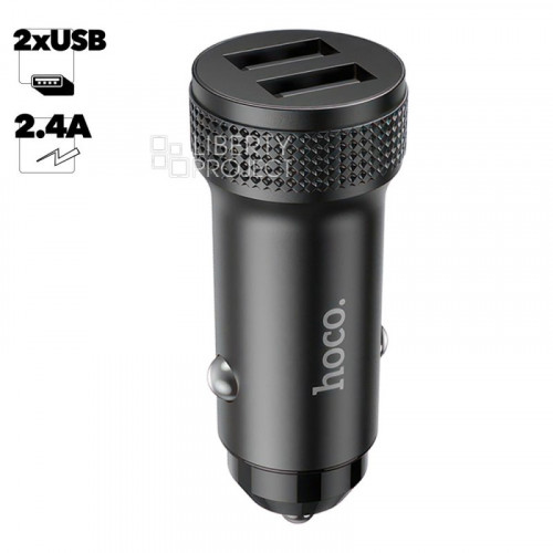 Блок питания автомобильный 2 USB HOCO Z49 Level , 2.4A, пластик, цвет: серый (1/13/130)