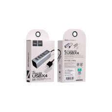 USB-концентратор HOCO HB1, 4 гнезда, 1 USB выход, цвет: белый (1/12/120)