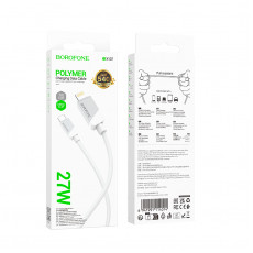 Кабель Type-C - 8 pin Borofone BX107 Excellent, 1.0м, 3.0A, PD27Вт, пластик, цвет: белый (1/360)