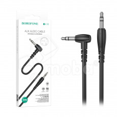 Кабель AUX, Jack 3,5mm(m) - Jack 3,5mm(m) Borofone BL10, 1.0м, круглый, силикон, боковой, цвет: чёрный (1/40/400)