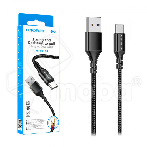Кабель USB - Type-C Borofone BX54, 1.м, 2.4A, нейлон, цвет: красный (1/360)
