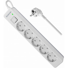 Сетевой фильтр DEFENDER DFS135, 5 розеток, ПВС 3*1,5 мм2, мощность 3680 Вт, ток 16А, защ. шторки, белый, 5,0 м (1/20)