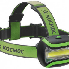 Фонарь КОСМОС светодиодный H3WCOBLED налобный , 3W COB, 3хАА, широкий угол освещения, 3 режима работы, 180лм (1/24/96)