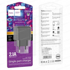 Блок питания сетевой 1 USB HOCO CS11A Ocean, 2.1А, цвет: чёрный (1/30/180)