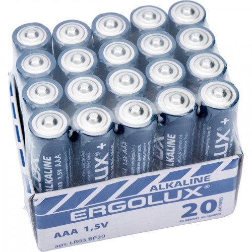 Ergolux LR03 Alkaline BP-20 (ПРОМО, LR03 BP20, батарейка,1.5В)