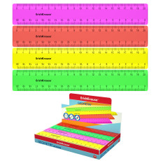 Линейка пластиковая ErichKrause® Neon Solid, 20см, ассорти из 4 цветов, в коробке-дисплее