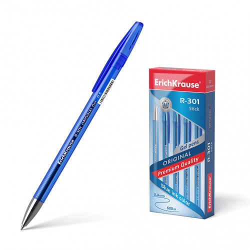 Ручка гелевая ErichKrause® R-301 Original Gel Stick 0.5, цвет чернил синий (в коробке по 12 шт.)