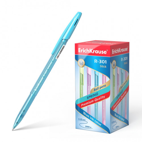 Ручка шариковая ErichKrause® R-301 Spring Stick 0.7, цвет чернил синий (в коробке по 50 шт.)