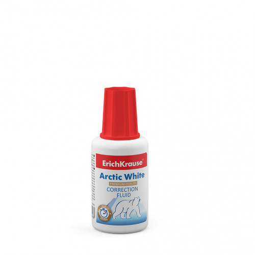 Корректирующая жидкость с кисточкой ErichKrause® Arctic white, 20г (в пленке по 10 шт.)
