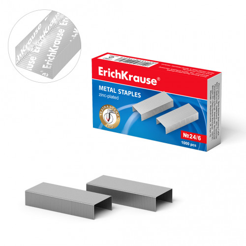 Скобы №24/6 ErichKrause® (коробка 1000 шт.)