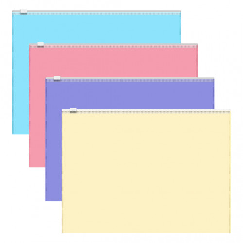 Zip-пакет пластиковый ErichKrause® Fizzy Pastel, А4, ассорти (в пакете по 12 шт.)