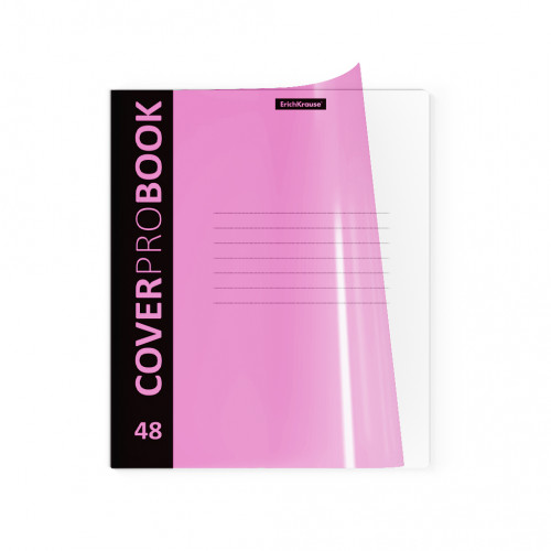 Тетрадь общая ученическая с пластиковой обложкой на скобе ErichKrause® CoverProBook Neon, розовый, А5+, 48 листов, клетка