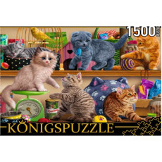 Konigspuzzle. ПАЗЛЫ 1500 элементов. ФK1500-3508 КОТЯТА В ЗООМАГАЗИНЕ
