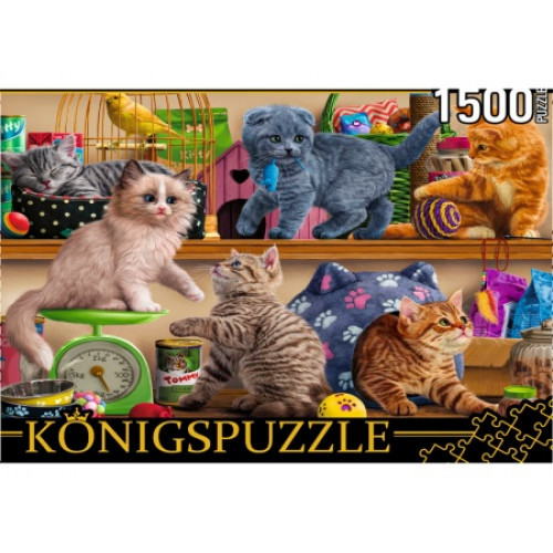 Konigspuzzle. ПАЗЛЫ 1500 элементов. ФK1500-3508 КОТЯТА В ЗООМАГАЗИНЕ