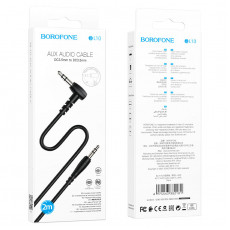 Кабель AUX, Jack 3,5mm(m) - Jack 3,5mm(m) Borofone BL10, 2.0м, круглый, силикон, боковой, цвет: чёрный (1/40/400)