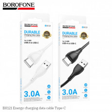 Кабель Type-C - 8 pin Borofone BX121 Energy, 1.0м, круглый, PD27Вт, ПВХ, цвет: черный упакован (1/36