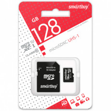 Карта памяти MicroSD 128GB Smart Buy Class10 UHS-I + SD адаптер