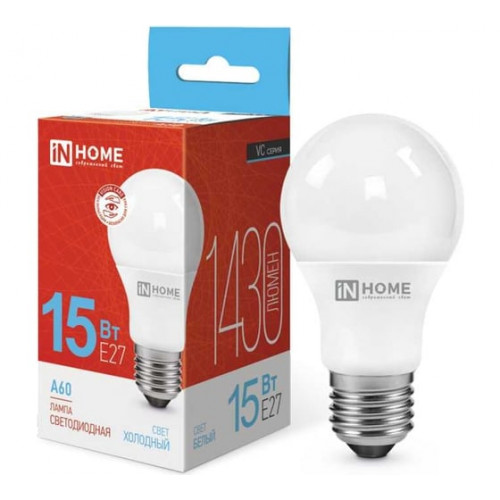 Лампа светодиодная LED-A60-VC 15Вт 230В Е27 6500К 1430Лм IN HOME, арт. 4690612020280