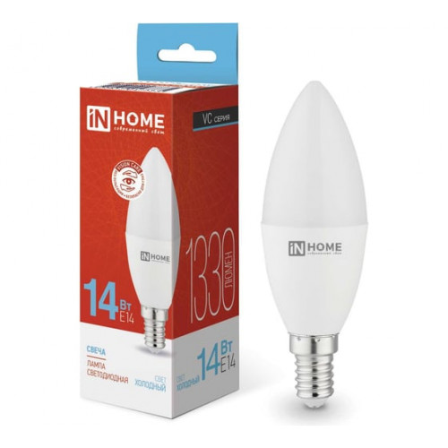 Лампа сд LED-СВЕЧА-VC 14Вт 230В E14 6500K 1330Лм INHOME, арт. 4690612047775