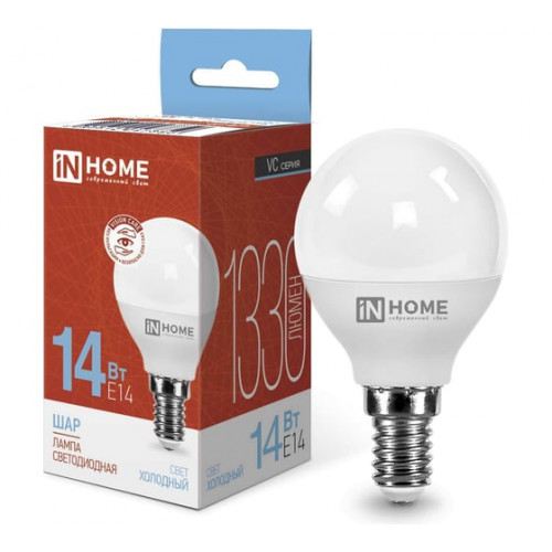 Лампа светодиодная LED- ШАР-VC 14Вт 230В E14 6500K 1330Лм IN HOME, арт.4690612047850