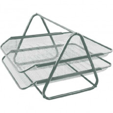 Лоток для бумаг 2-x секционный "deVENTE" размер 35x29x18 см, сетчатая металлический, серый