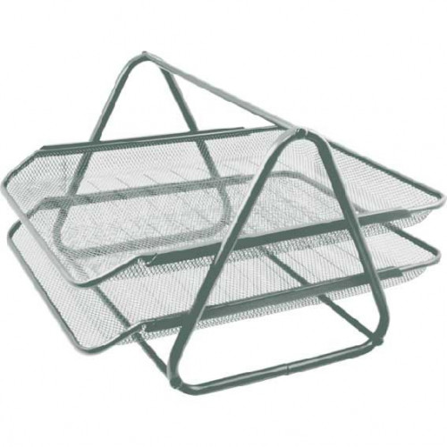 Лоток для бумаг 2-x секционный "deVENTE" размер 35x29x18 см, сетчатая металлический, серый