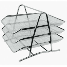 Лоток для бумаг 3-x секционный "deVENTE" размер 35x28x29 см, сетчатая металлический, серый