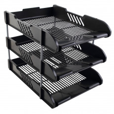 Лоток для бумаг 3-x секционный A4 "Attomex" размер 240x325x250 мм, полипропилен, пластиковые штыри,