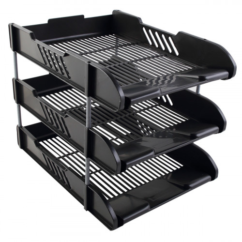 Лоток для бумаг 3-x секционный A4 "Attomex" размер 240x325x250 мм, полипропилен, пластиковые штыри,