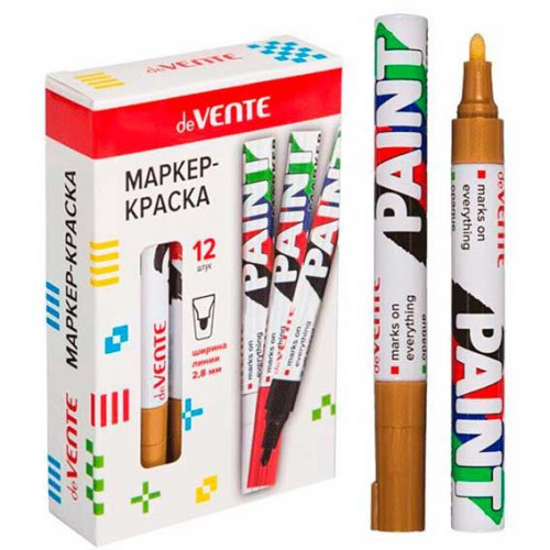 Маркер-краска "deVENTE" круглый алюминиевый корпус, нитро-основа, пулевидный наконечник, ширина лини